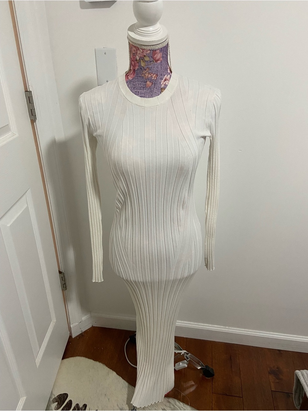 Frame denim ribbed long sleeve knit white dress XS NWT